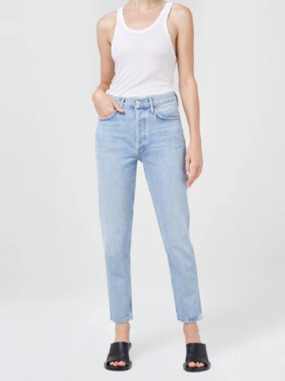 Agolde Light Blue Ankle Crop High-Rise Jeans